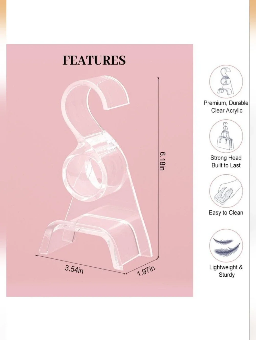 Clear Acrylic Purse Hangers - Set of 4